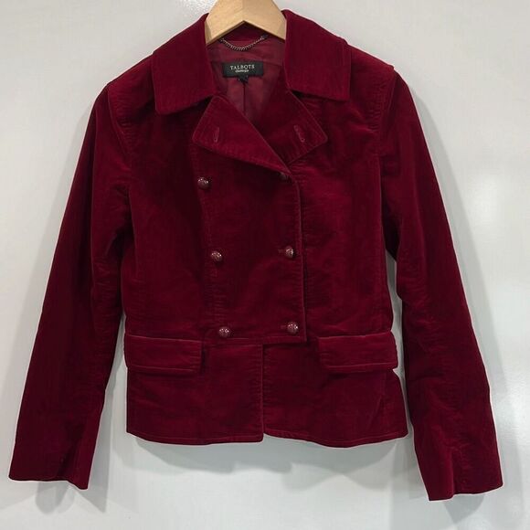 Talbots maroon red velvet blazer jacket size 4 - Picture 1 of 6